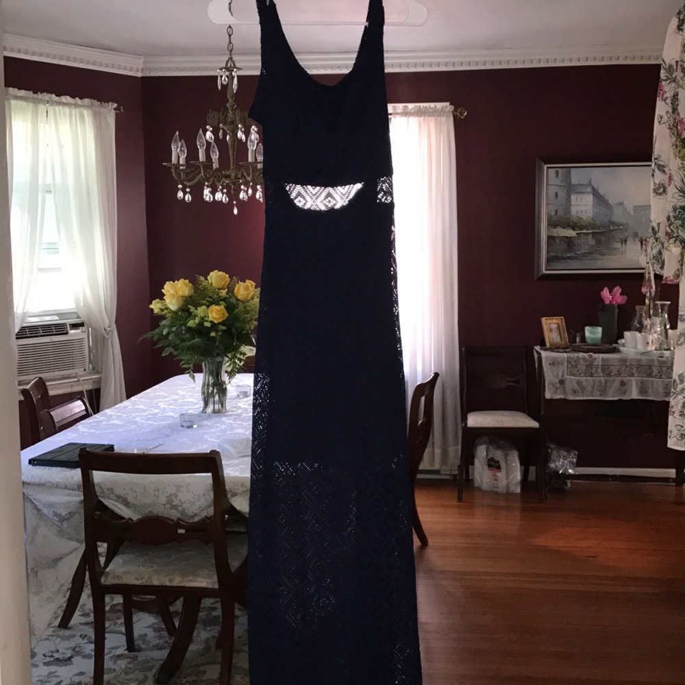 Blue dress w sheer detail